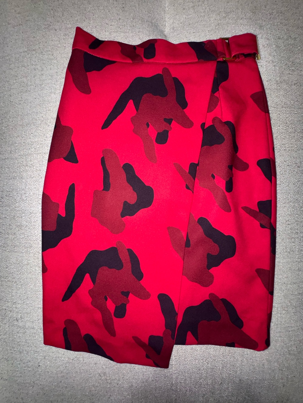 H&M Red and Black Camo Wrap Skirt